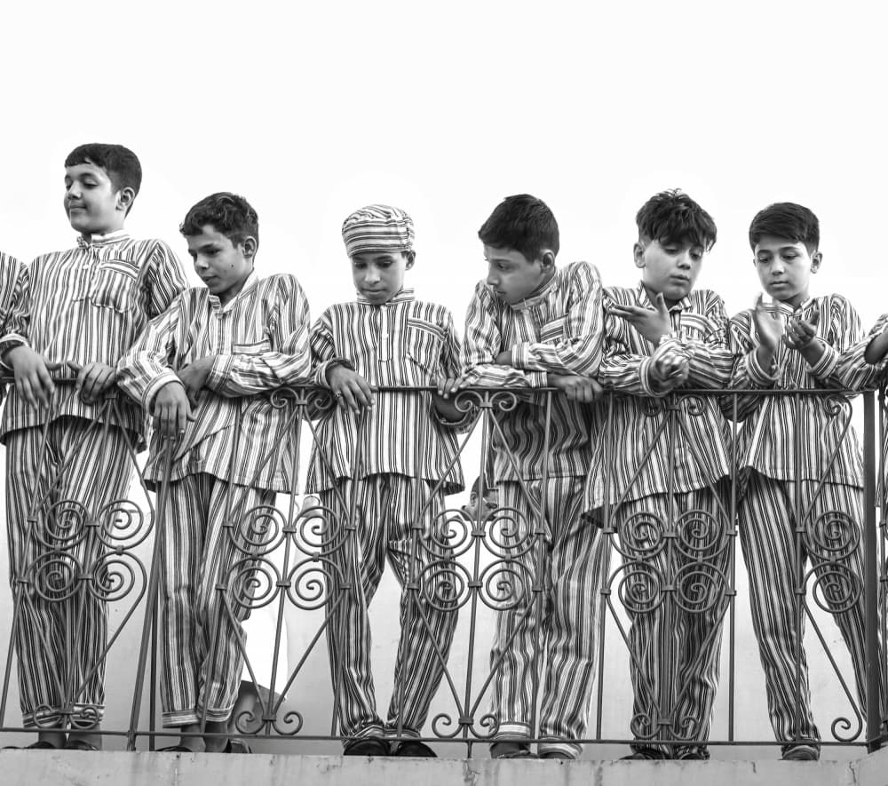 Boys in Striped Pajamas by Bashar Alsofey — canvas wall art