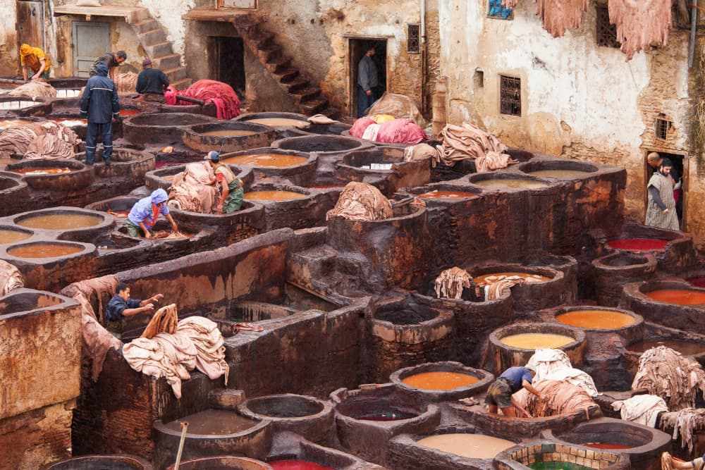 Colorful Fes Tannery by Dan Mirica — canvas wall art