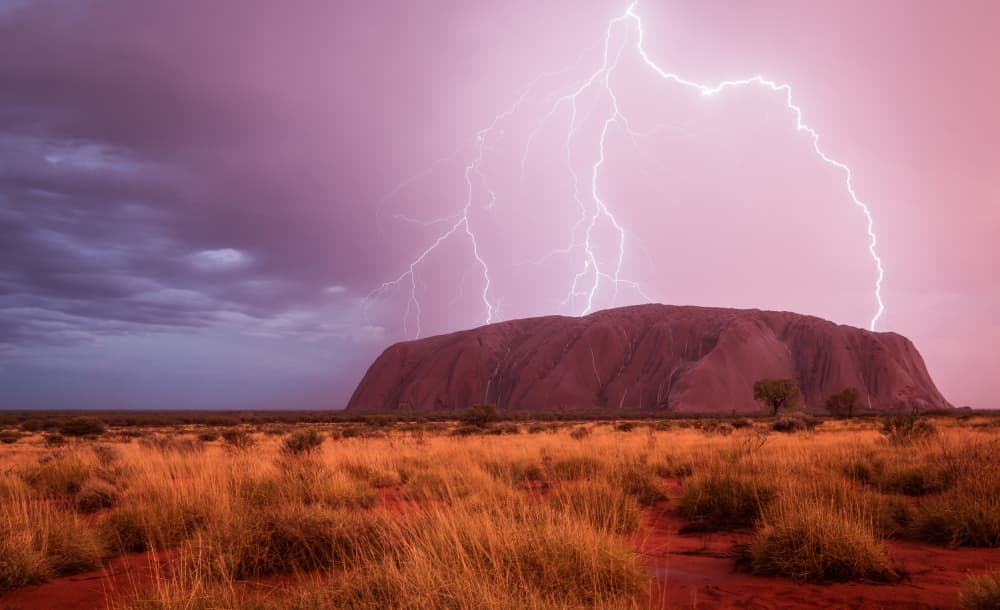 Uluru Lightning Storm by Christoph Schaarschmidt — canvas wall art