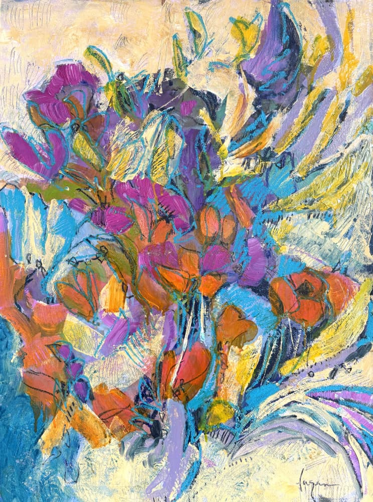 Vibrant Abstract Blooms by Dorothy Fagan — canvas wall art