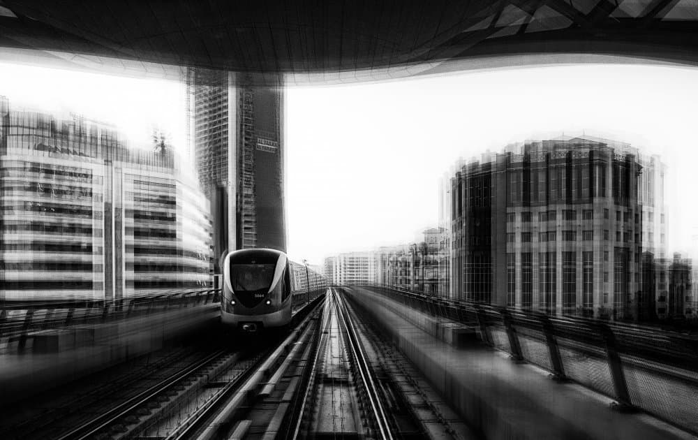 Speeding City Train by Mohamed Shawki — canvas wall art