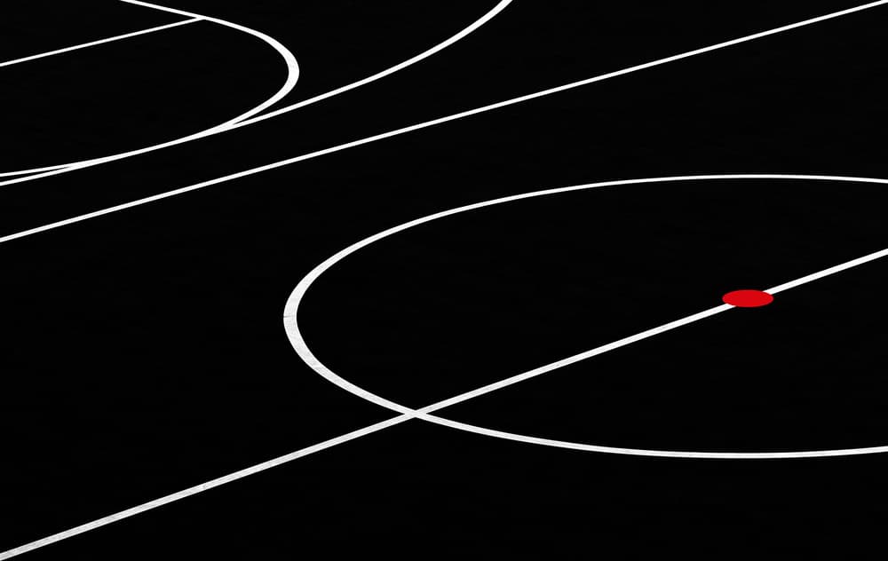 Black Court Red Dot by Hans-Wolfgang Hawerkamp — canvas wall art