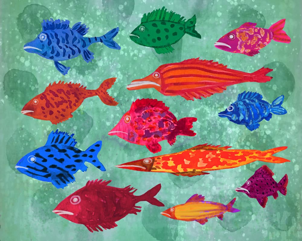 Colorful Ocean Fish by Aliya Putrus — canvas wall art