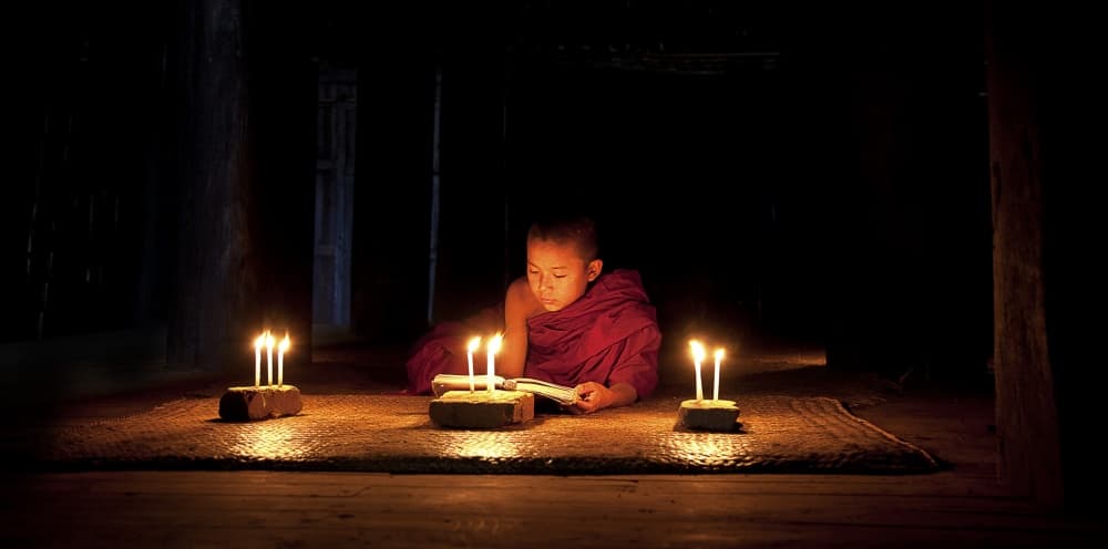 Monk Reading by Candlelight by Marcus Lee — canvas wall art