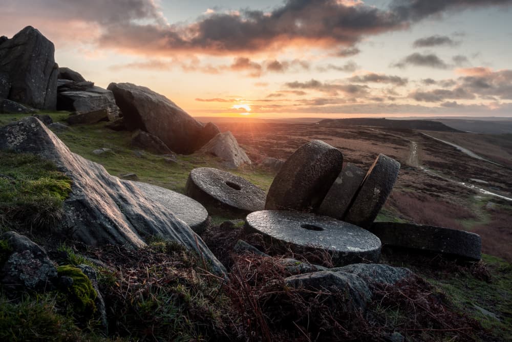 Moorland Millstones Sunset by Francis Wilson — canvas wall art