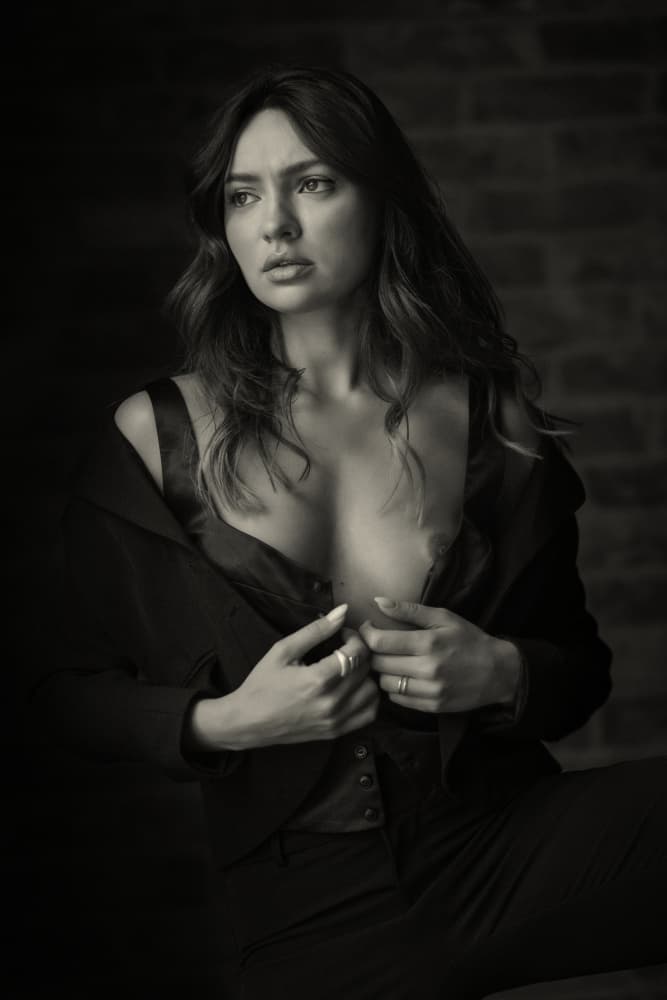 Elegant Gaze Portrait by Chris Bos — canvas wall art