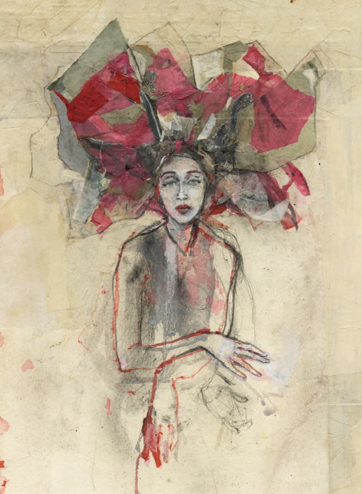 Woman with Red Headdress by Ute Rathmann — canvas wall art