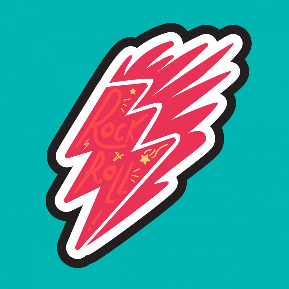 Rock Roll Lightning Bolt by Marika Barsrsind — canvas wall art
