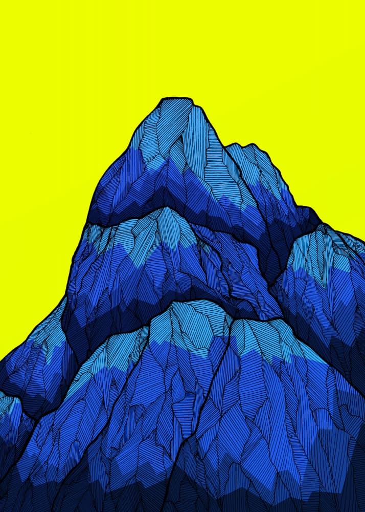 Blue Geometric Mountain by Stephen Wade — canvas wall art