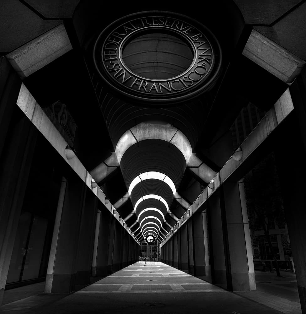 Geometric Light Corridor by Jiahong Zeng — canvas wall art