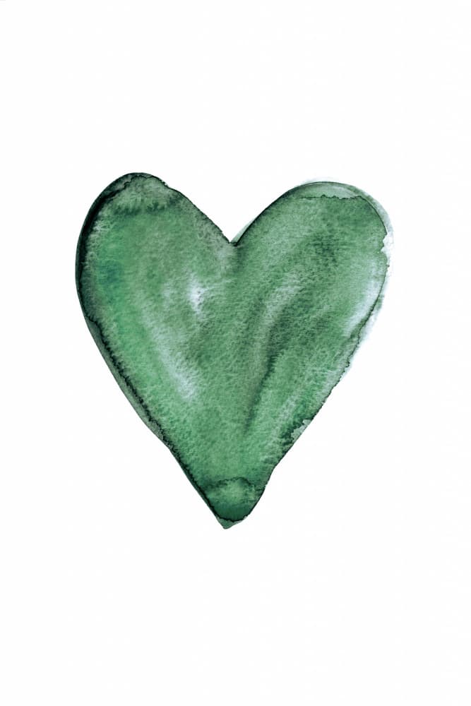 Green Watercolor Heart by EMELIEmaria — canvas wall art