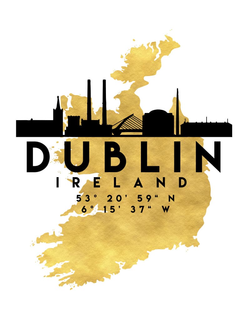 Dublin Ireland Gold Map by Emiliano Deificus — canvas wall art