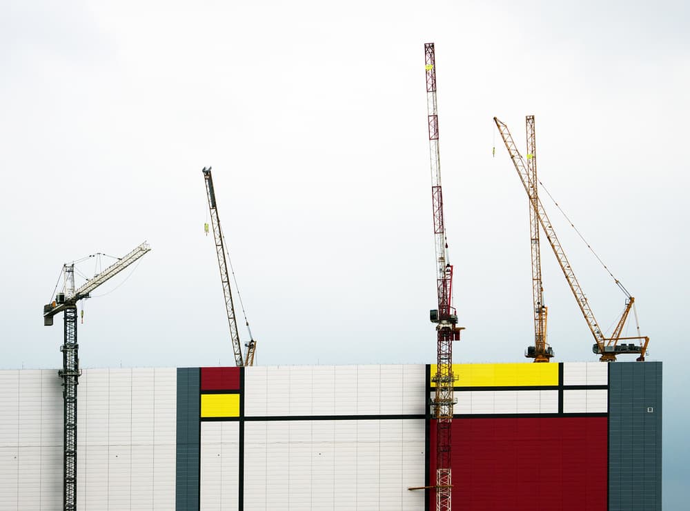 Geometric Building Cranes by HAN dong hee — canvas wall art