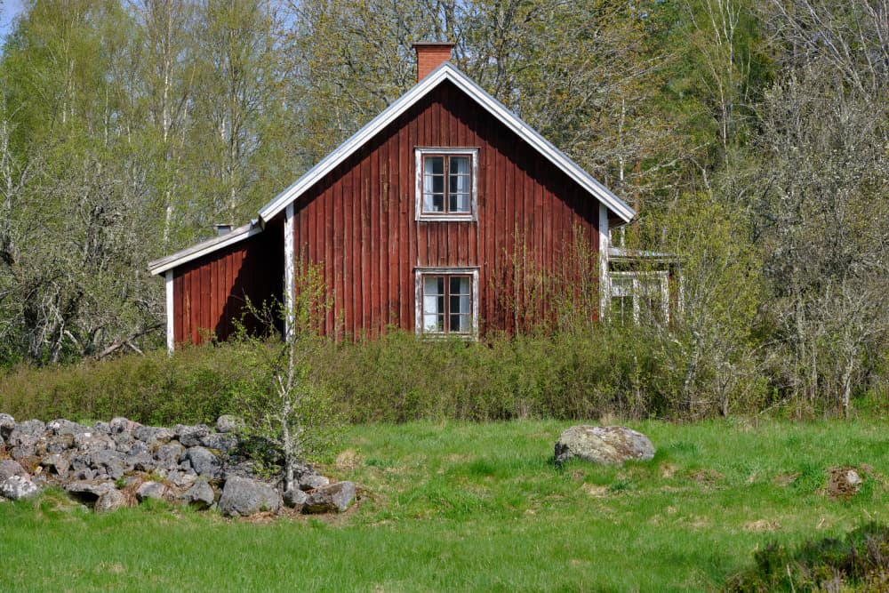 Red Country House by Geertjan Plooijer — canvas wall art