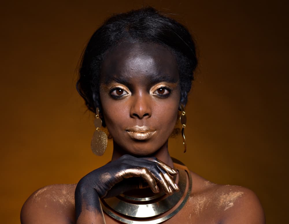 Golden African Portrait by Yoram GIL — canvas wall art