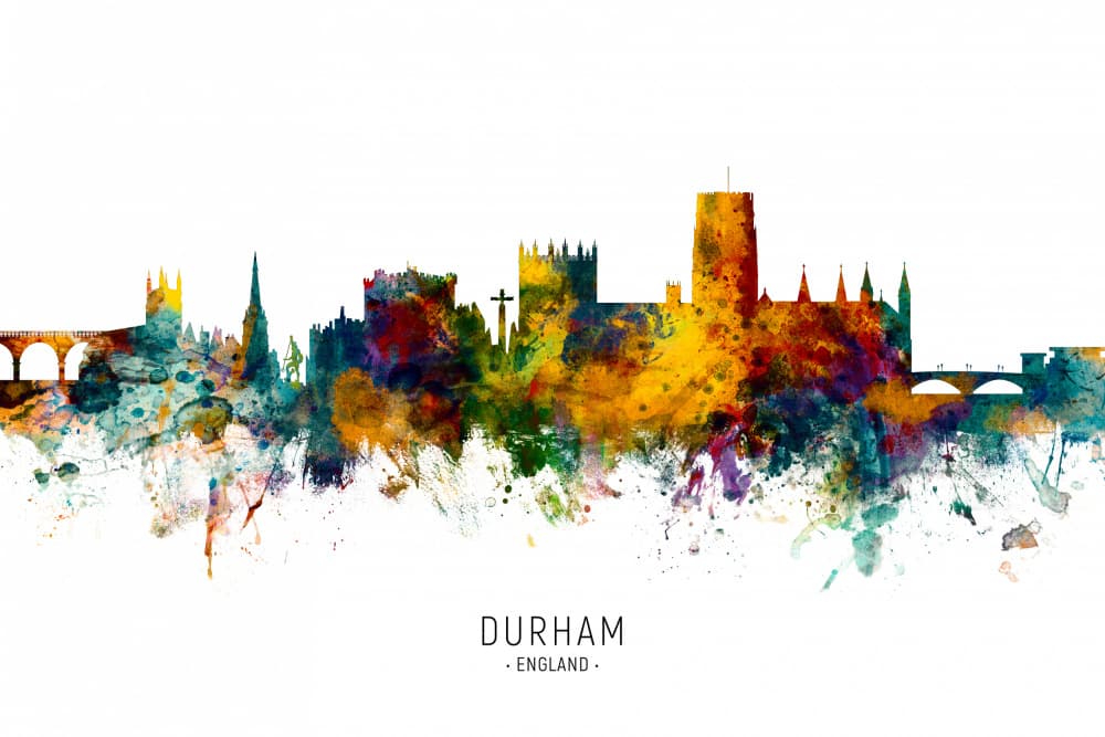 Vibrant Durham Skyline by Michael Tompsett — canvas wall art