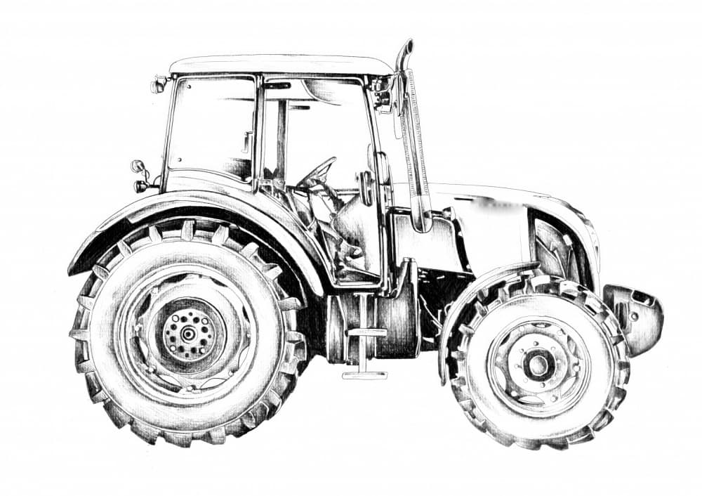 Modern Tractor Sketch by Kulik — canvas wall art