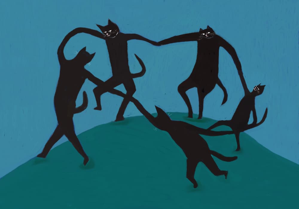 Mischievous Cat Dance by Sharyn Bursic — canvas wall art