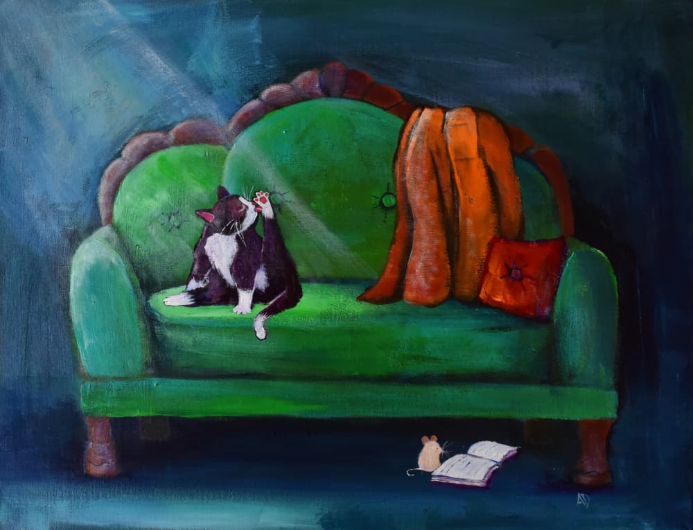 Cozy Cat on Sofa by Andrea Doss — canvas wall art