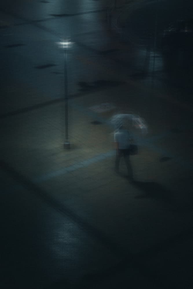 Solitary Rainy Night Walk by HISASHI ISHIKAWA — canvas wall art