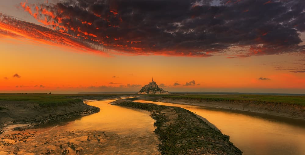 Mont Saint-Michel Golden Hour by Krzysztof Browko — canvas wall art