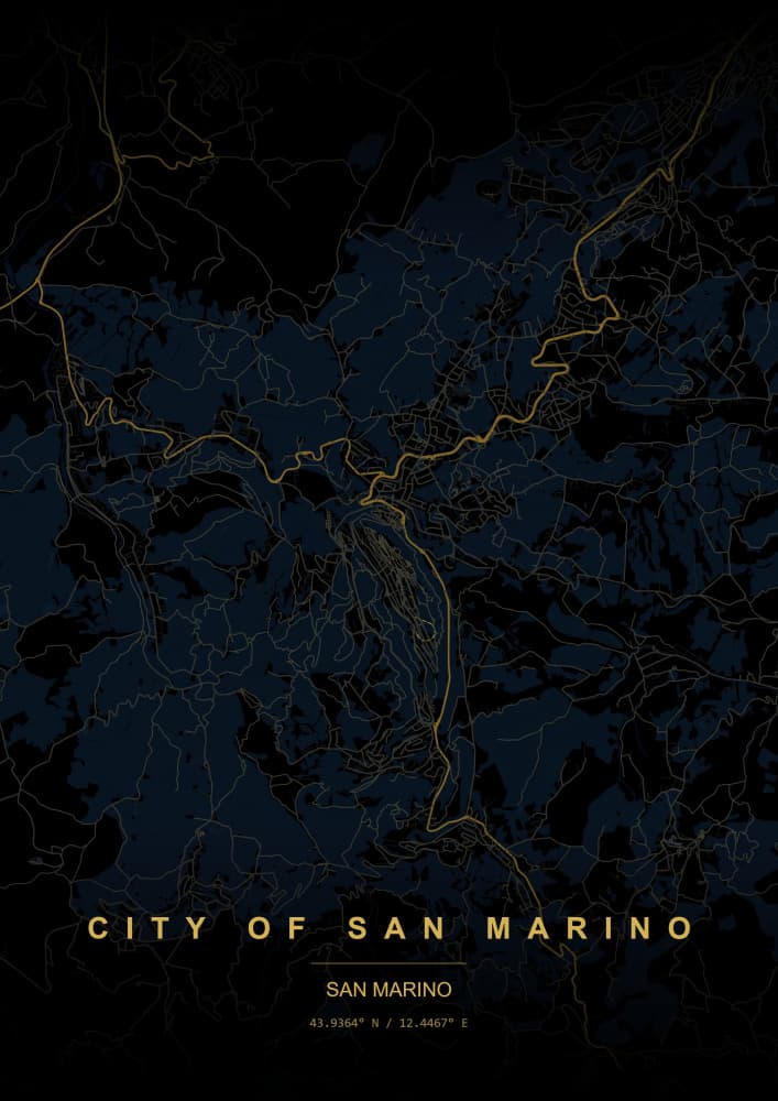 San Marino City Map by HUGO — canvas wall art
