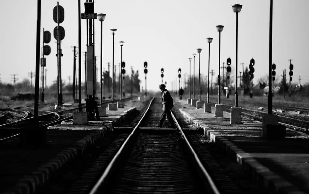 Solitary Walk on Tracks by Julien Oncete — canvas wall art