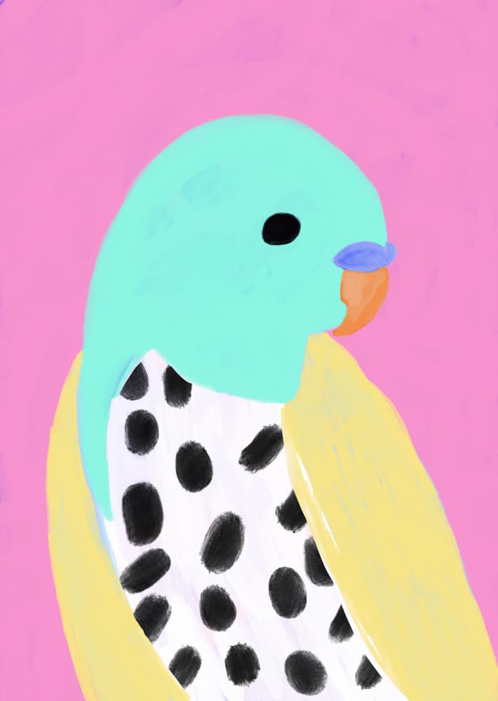 Pink Spotted Bird by Ute Arnold — canvas wall art