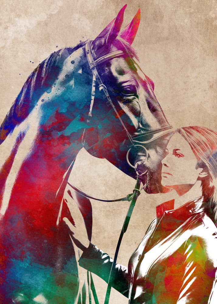 Watercolor Horse Connection by Justyna Jaszke — canvas wall art