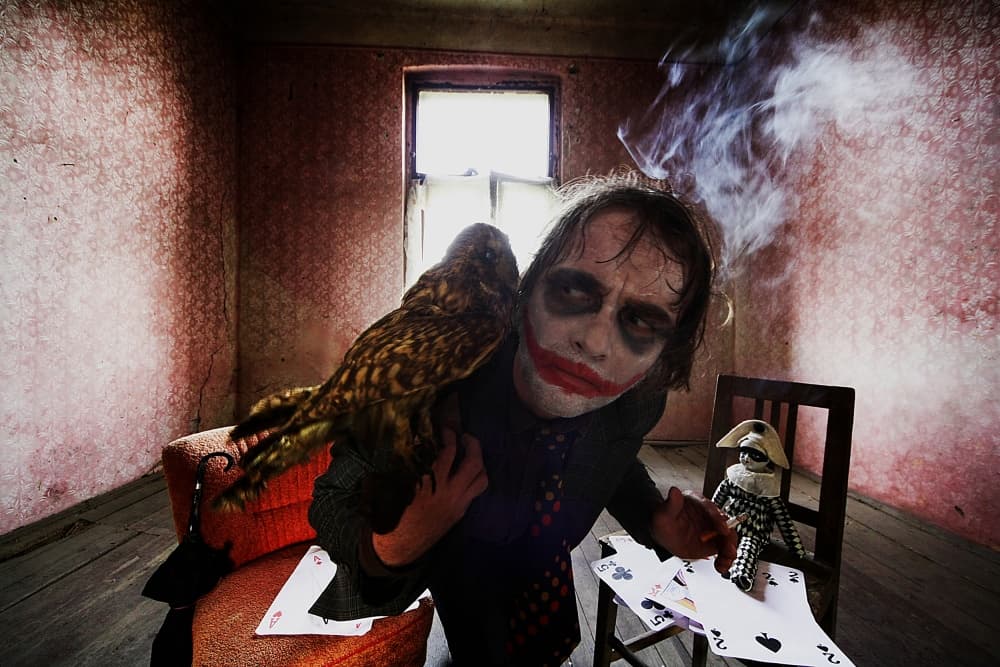 Eerie Room Owl Figure by mario grobenski - psychodaddy — canvas wall art