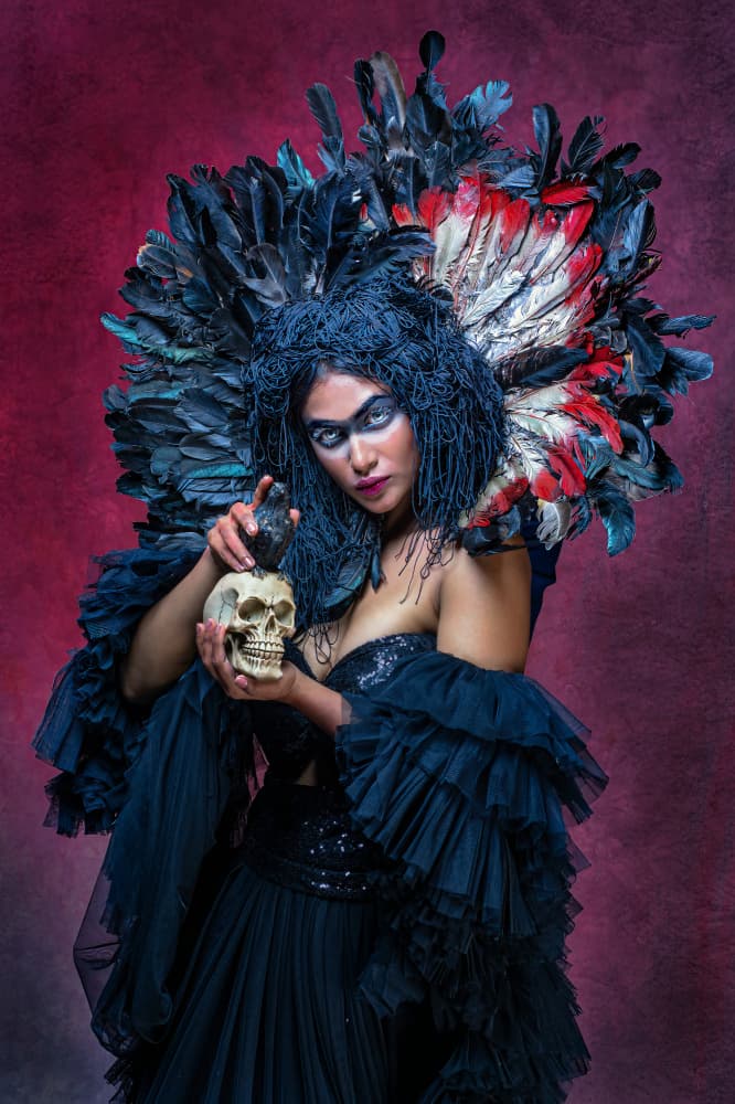 Gothic Feathered Witch by DEBASISH CHATTOPADHYAY — canvas wall art