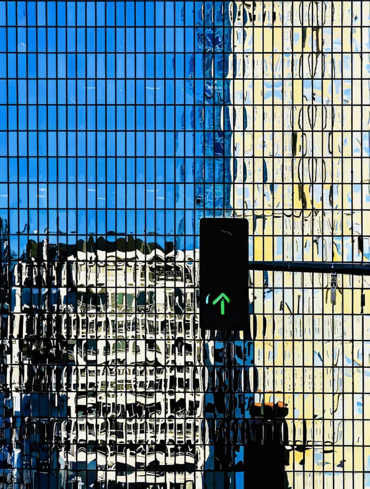 Reflections in glass - Los Angeles California by Arnon Orbach — canvas wall art
