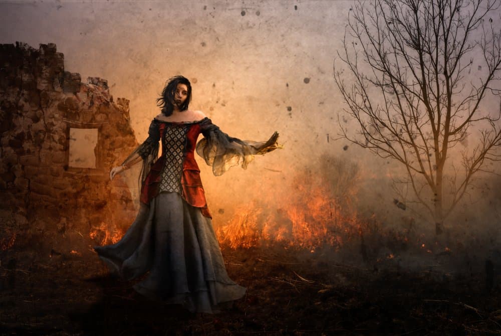 Woman of Fiery Ruins by Charlaine Gerber — canvas wall art