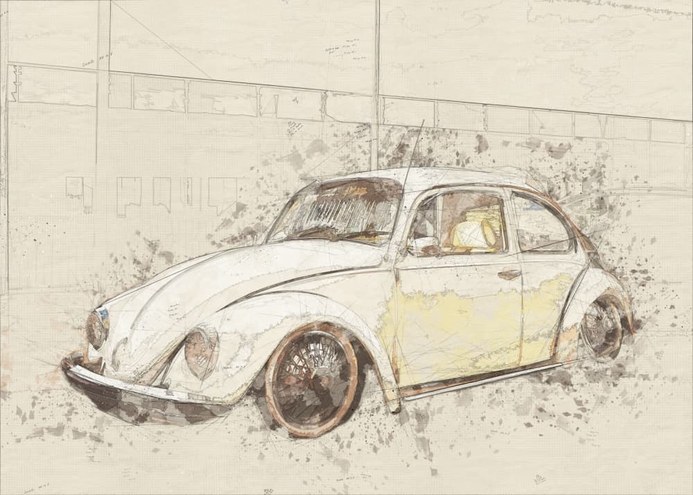 Classic Beetle Sketch by Lembayung senja studio [Vintage Poster] — canvas wall art