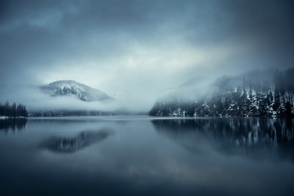 Misty Mountain Lake by Ulrike Eisenmann — canvas wall art