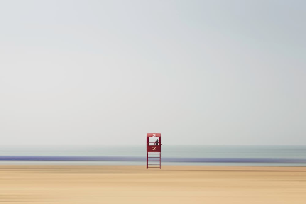 Lone Lifeguard Stand by Thomas Vuillaume — canvas wall art
