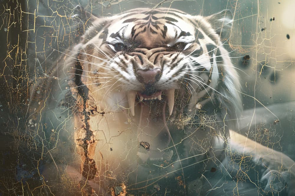Fierce Roaring Tiger by Rafal Kulik — canvas wall art