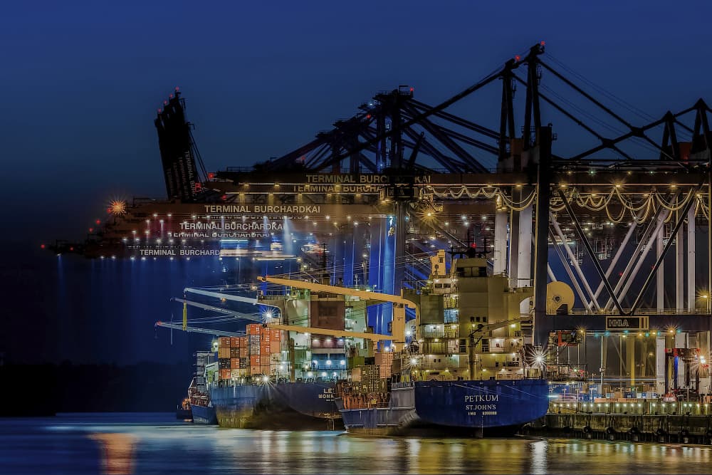 Busy Night Port by Michael Eßig — canvas wall art