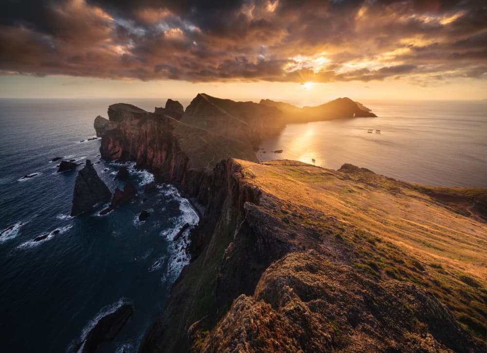 Golden Cliffs Ocean View by Karol Nienartowicz — canvas wall art