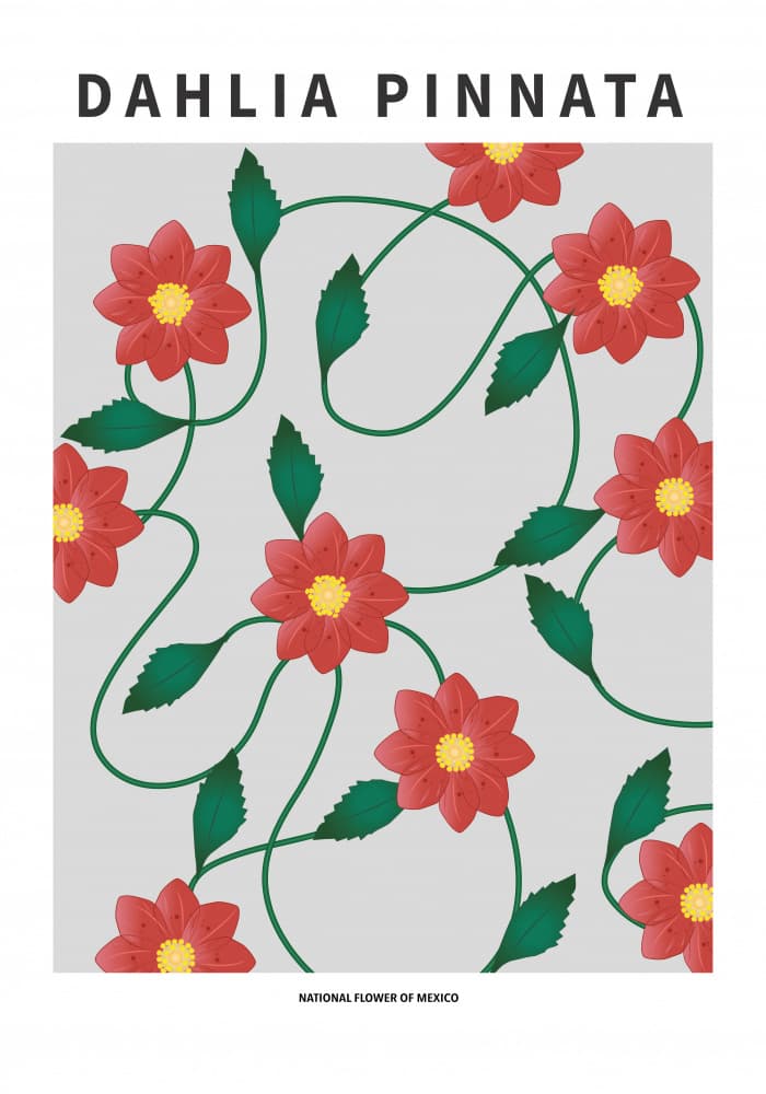 Flowing Red Dahlias by Paperago — canvas wall art