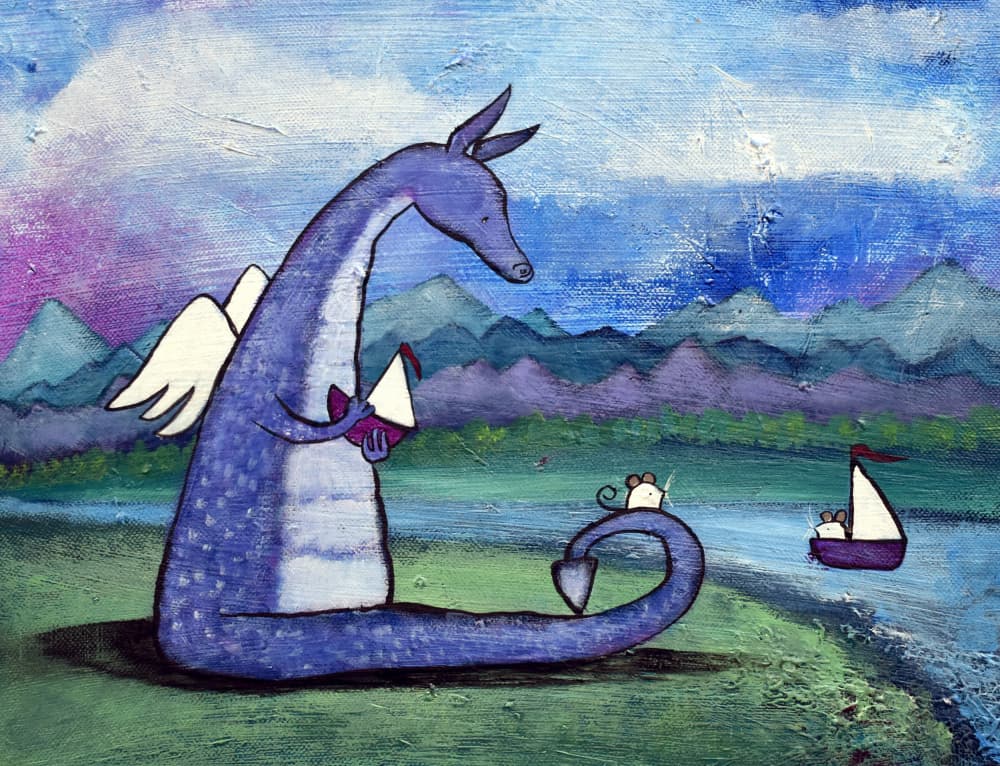 Whimsical Dragon And Friends by Andrea Doss — canvas wall art