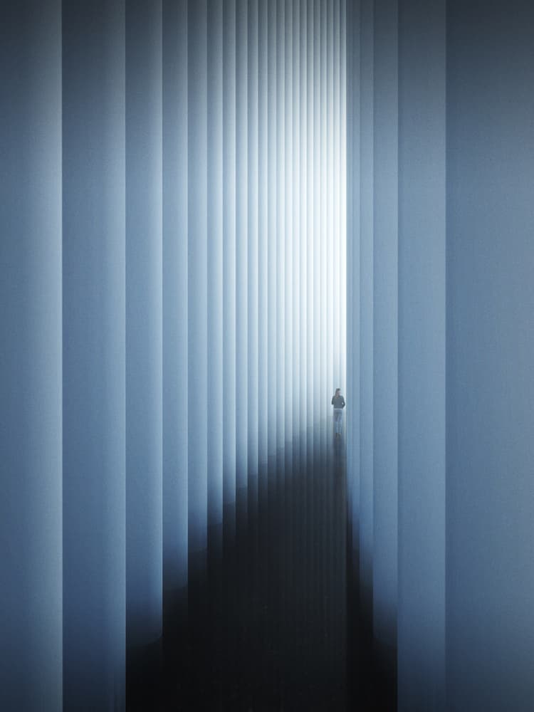 Person Walking Into Light by Mountain Cloud — canvas wall art