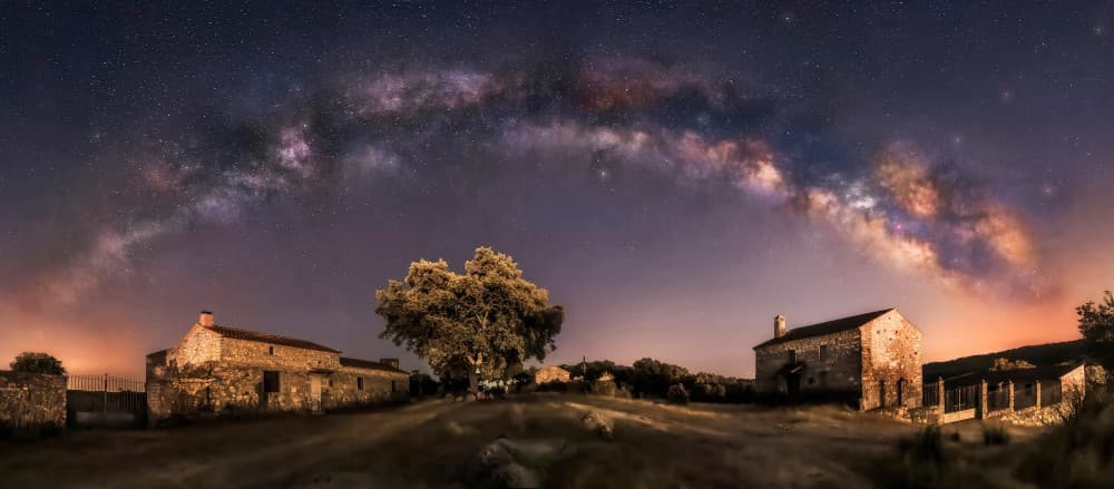 Milky Way Farmhouse Night by Juan Luis Seco — canvas wall art