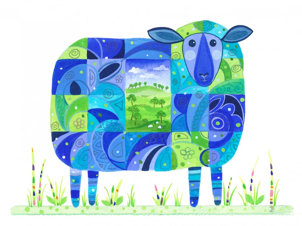 Blue Sheep Abstract by Isabelle Brent — canvas wall art