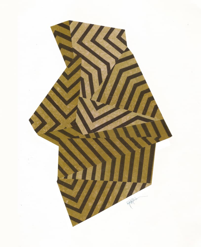 Golden Chevron Illusion by Paulina Vårregn — canvas wall art
