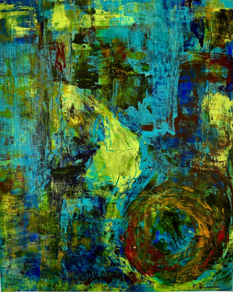 Dynamic Teal Abstract Swirls by Preston Harmon — canvas wall art