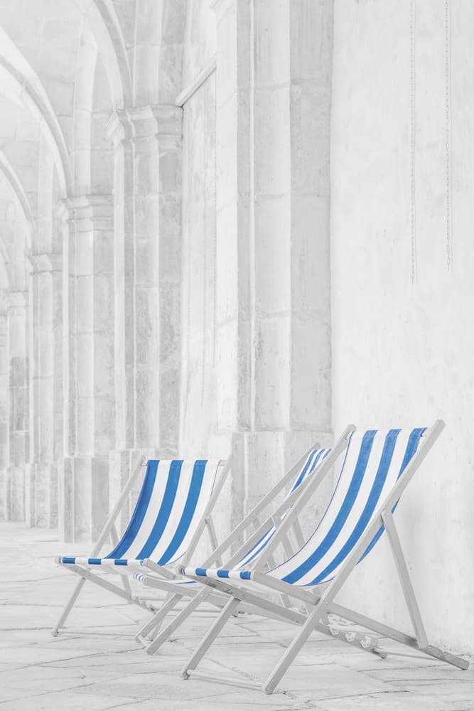 Serene Striped Deckchairs by Jeroen van de Wiel — canvas wall art