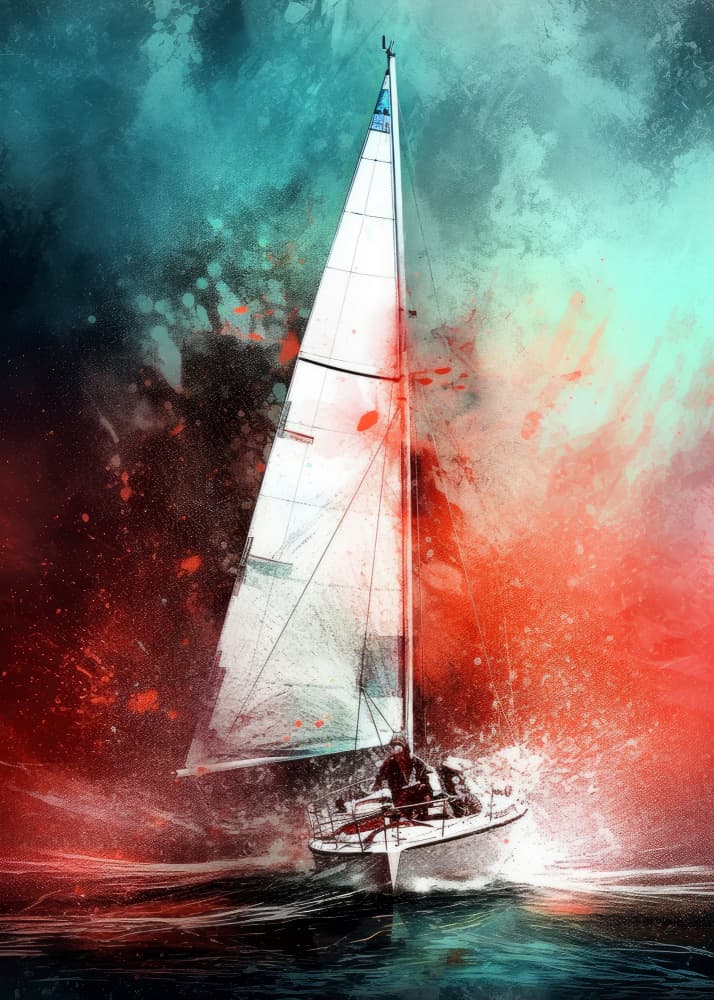 Vibrant Ocean Sailing by Justyna Jaszke — canvas wall art