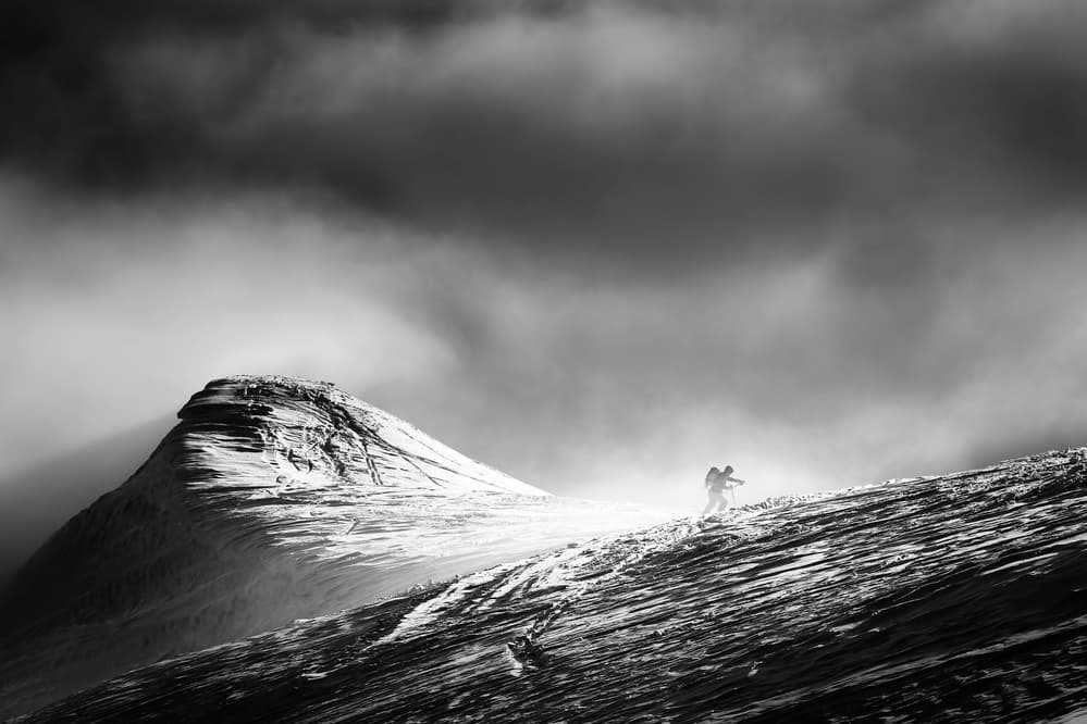 Lone Skier Winter Ascent by Thomas Vuillaume — canvas wall art