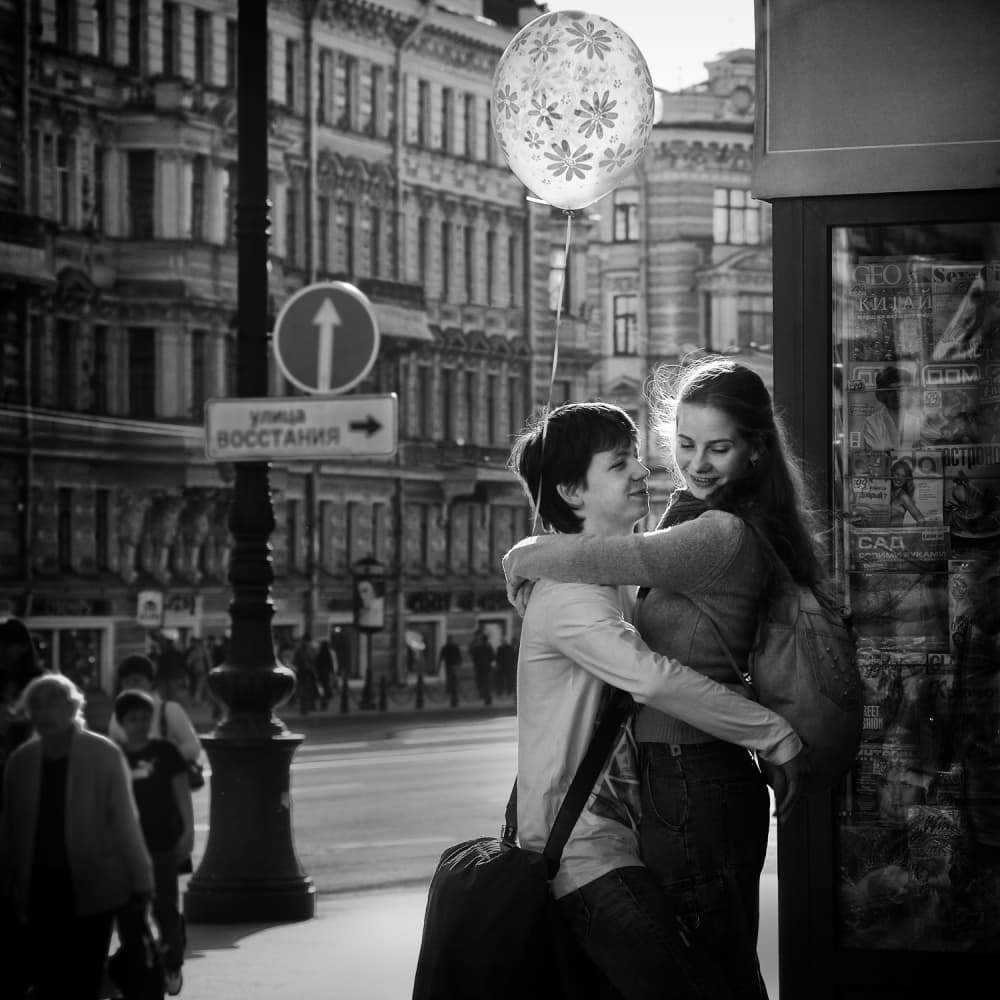 Young Couple Embrace by BJ Yang — canvas wall art